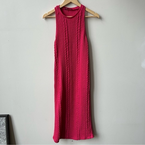 ZARA Pink Knitted Midi Dress Size M - Picture 3 of 7